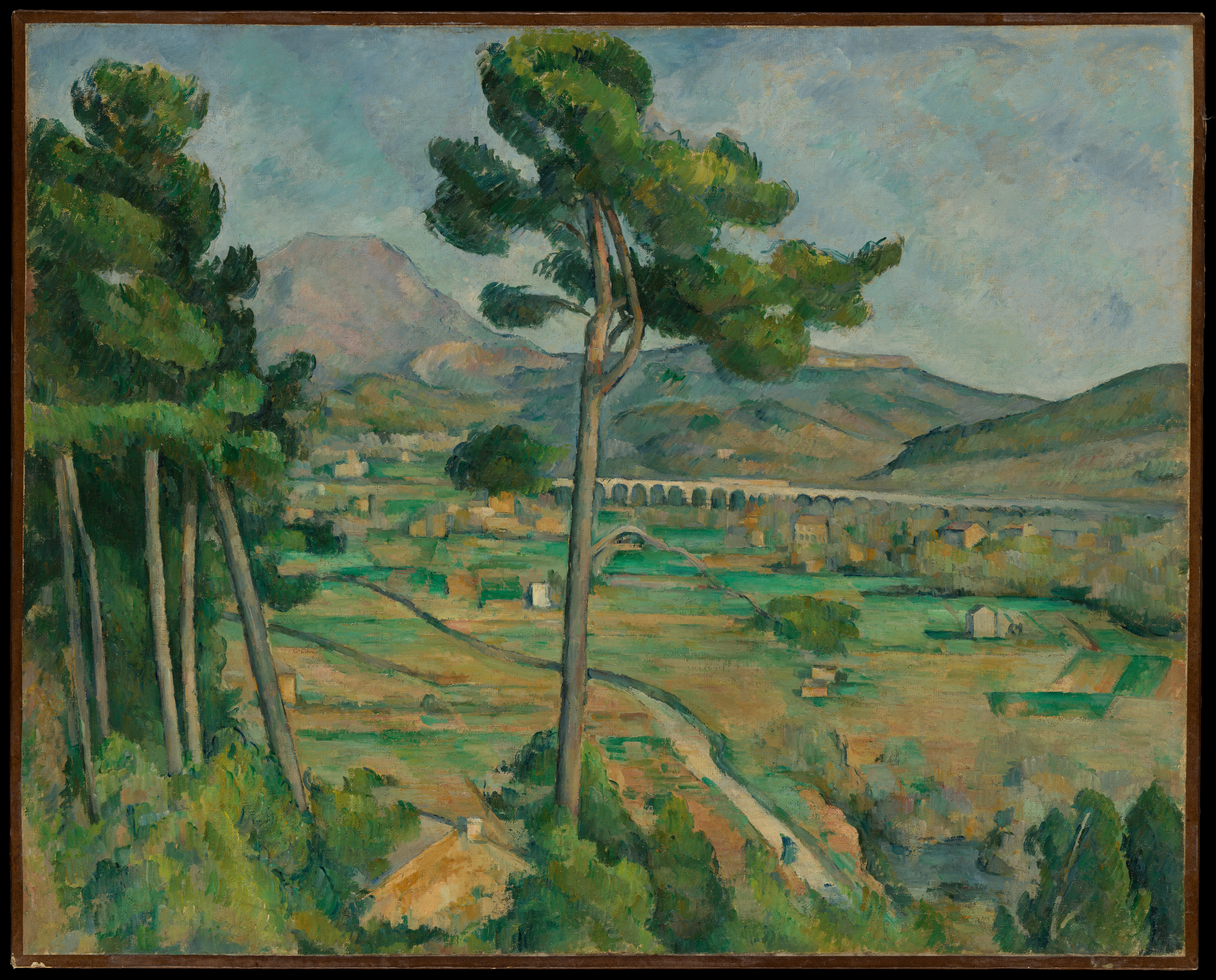 Paul Cézanne, Mont Sainte-Victoire et le viaduc de la vallée de l’Arc, 1882–1885. Illustration de contexte ; présence dans l’exposition non confirmée.