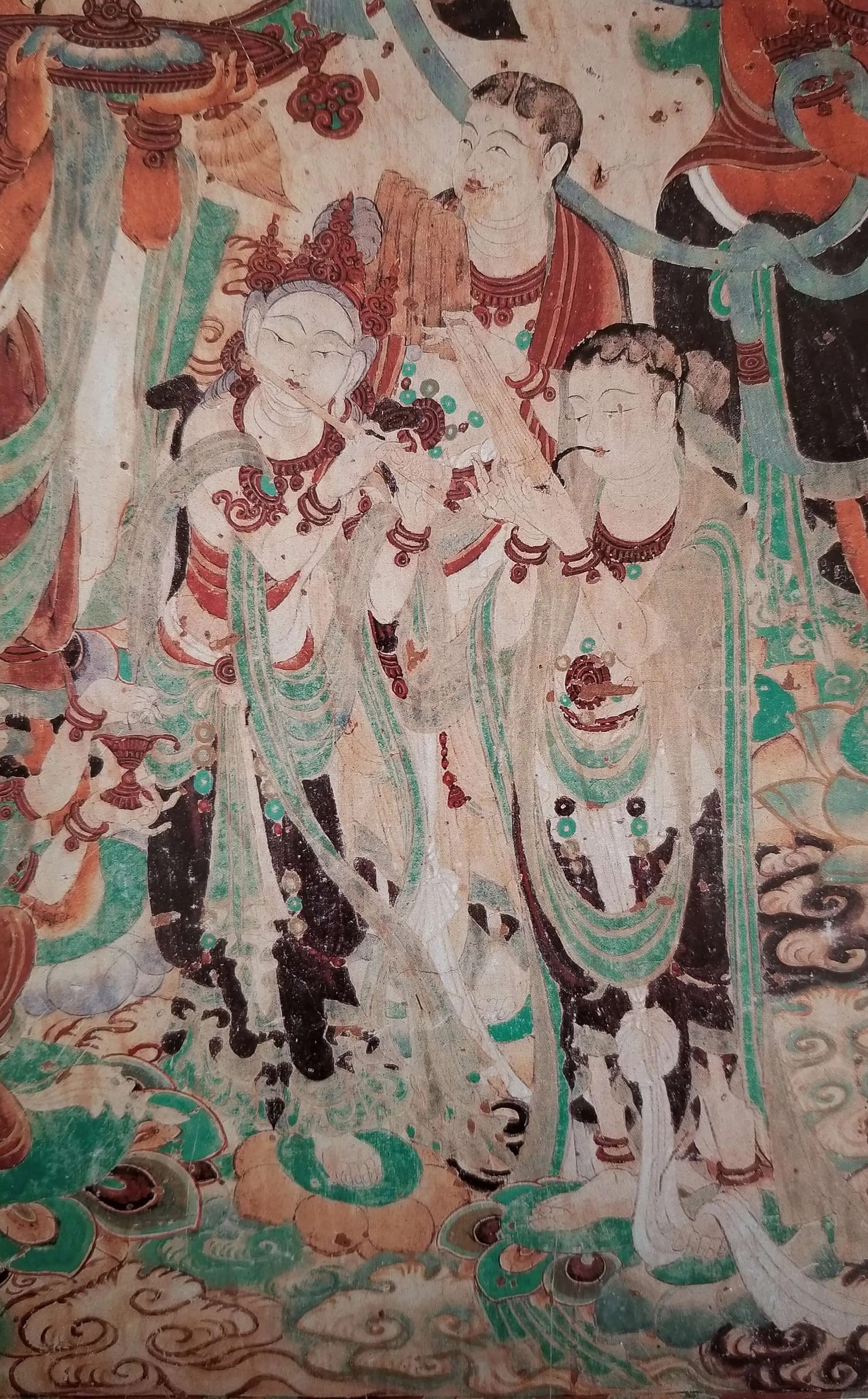 Peinture murale de musiciens dans les grottes de Mogao