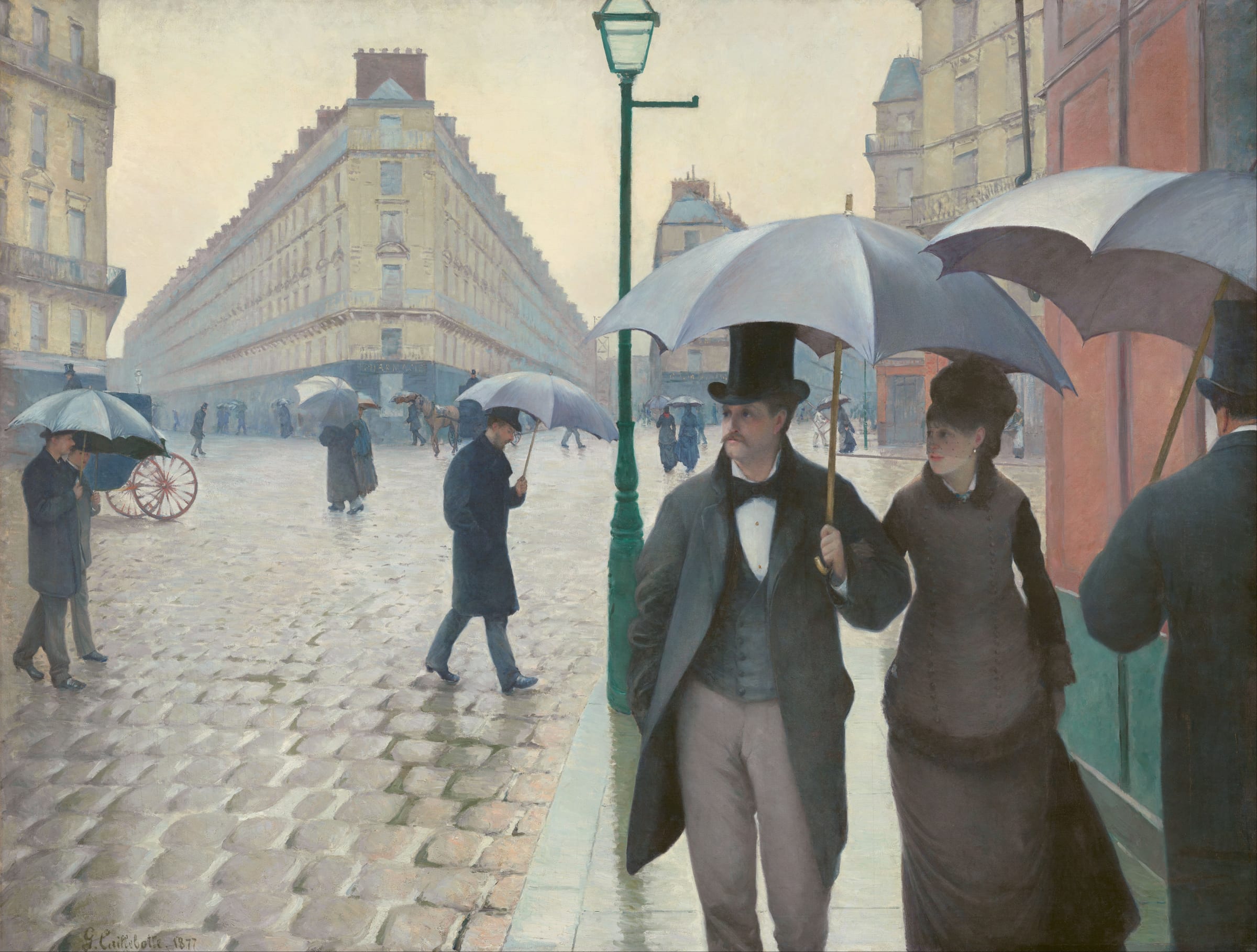 Gustave Caillebotte, boulevard parisien sous la pluie